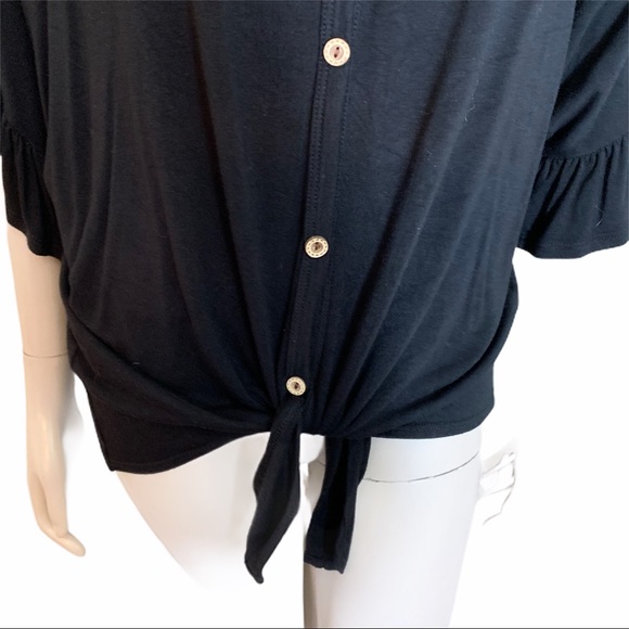 Promesa Black  Ruffled Short Sleeve Top - Picture 3 of 9